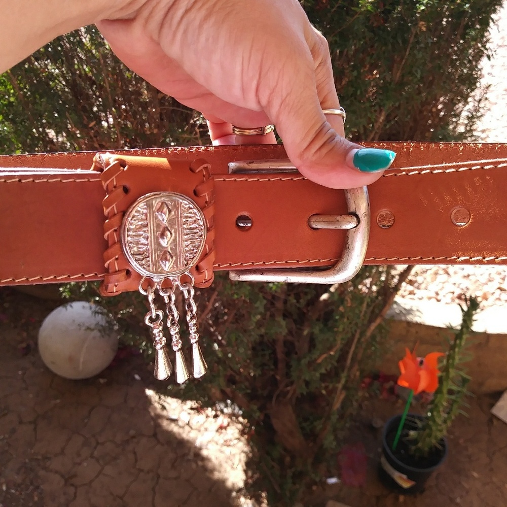 New Leather Belt. 👆Sale brown/metal western plate